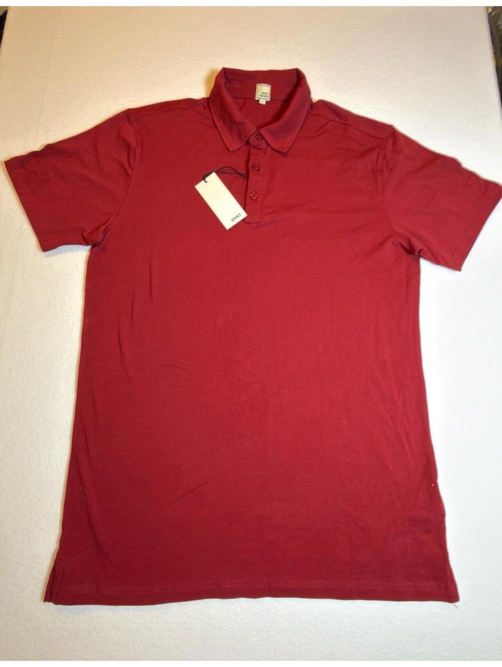 Swet Tailor Men’s Performance Polo Shirt Maroon Short Sleeve Stretch Size‎ L